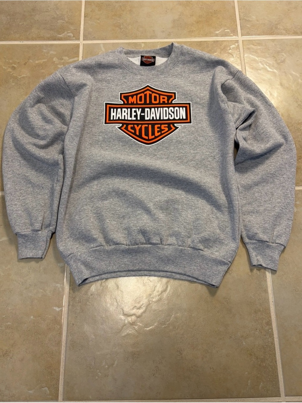 Harley-Davidson Vintage  Gray Crewneck Sweatshirt with Orange Logo
